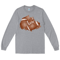 Heather Grey football patch Long Sleeve Tee - AdoDesignShop