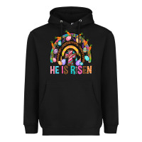 Black He Is Risen Rainbow Heavyweight Hoodie - BundleAndBundleShop