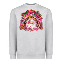 Heather Grey pink christmas believe  rainbow Heavyweight Sweatshirt - AdoDesignShop