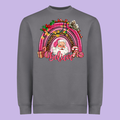 Pink Christmas Believe  Rainbow Heavyweight Sweatshirt Designed By Adodesignshop