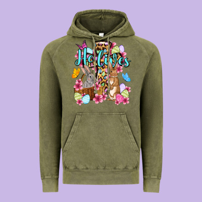 Easter Day He Lives Vintage Hoodie Designed By Oliviacreatesart
