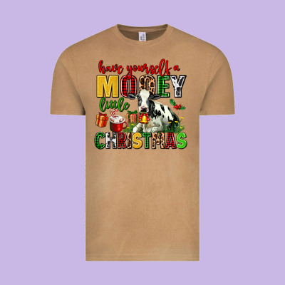 Have Yourself A Mooey Little Christmas Vintage Tee Designed By Adodesignshop