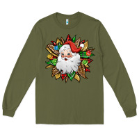 Army Green santa claus sunflower Long Sleeve Tee - Jasminsmagicworld
