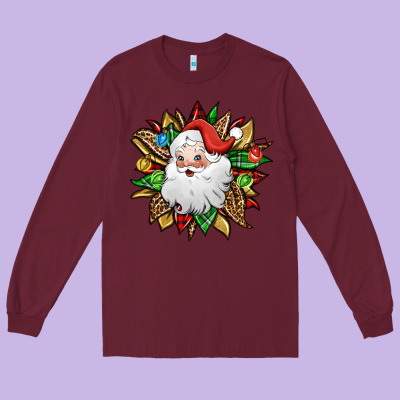 Santa Claus Sunflower Long Sleeve Tee Designed By Jasminsmagicworld