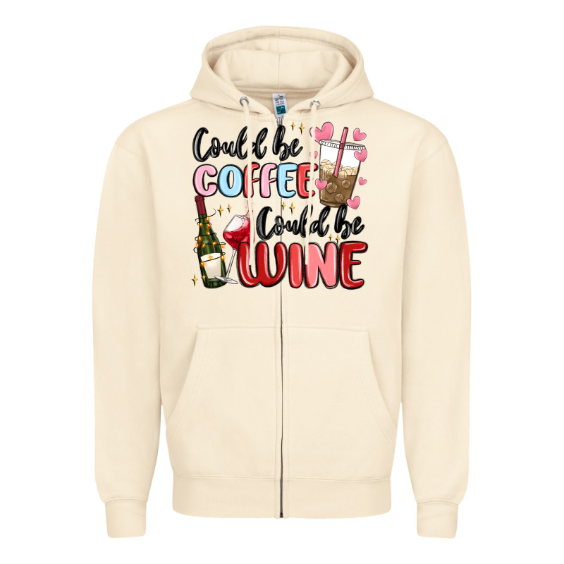 Could Be Coffee Could Be Wine Zipper Hoodie by MaliasSmallBusiness | Teevron