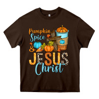 Chocolate Brown Pumpkin spice and Jesus Christ Heavy Core Tee - RanaPortraitStore