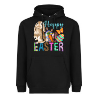 Black Happy Easter Bunny Heavyweight Hoodie - BundleAndBundleShop