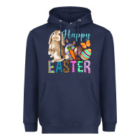 Navy Happy Easter Bunny Heavyweight Hoodie - BundleAndBundleShop