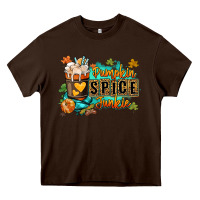 Chocolate Brown Pumpkin spice junkie Heavy Core Tee - RanaPortraitStore
