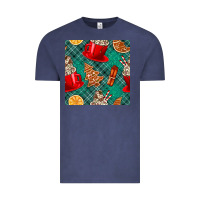 Vintage Denim christmas hot chocolate and cookie seamless pattern Vintage Tee - BundleAndBundleShop