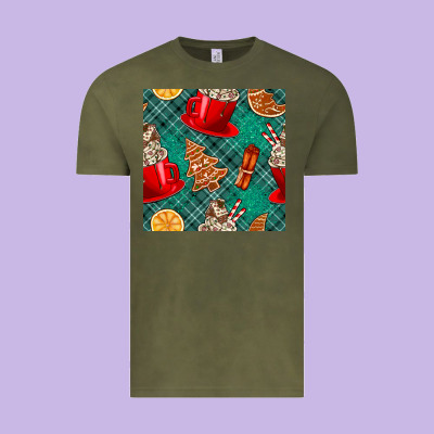 Christmas Hot Chocolate And Cookie Seamless Pattern Vintage Tee Designed By Bundleandbundleshop