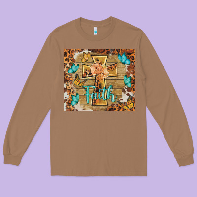 Faith Cross Long Sleeve Tee Designed By Barkaloodesign