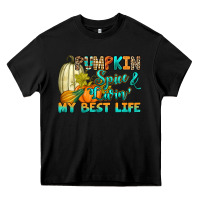 Black Pumpkin spice and livin' my best life Heavy Core Tee - RanaPortraitStore