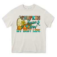 Cream Pumpkin spice and livin' my best life Heavy Core Tee - RanaPortraitStore