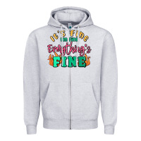 Heather Grey its fine im dine everythings fine Zipper Hoodie - MaliasSmallBusiness