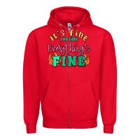 Red its fine im dine everythings fine Zipper Hoodie - MaliasSmallBusiness