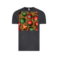 Vintage Black christmas ornaments and leopard seamless pattern Vintage Tee - BundleAndBundleShop