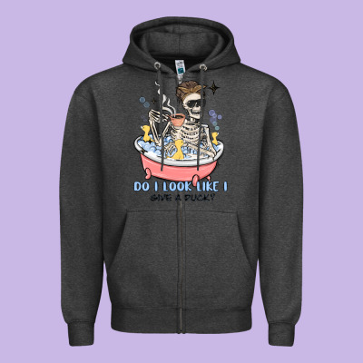 Do I Look Like I Give A Duck Zipper Hoodie Designed By Maliassmallbusiness