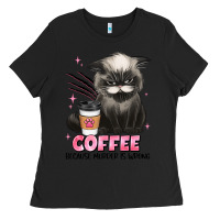 Black coffee because murder is wrong grumpy cat Ladies Tee - JahusDesignShop