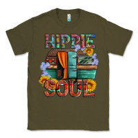 Army Green hippie soul with caravan and flowers Classic Tee - Artiststas