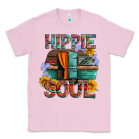 Bubblegum Pink hippie soul with caravan and flowers Classic Tee - Artiststas