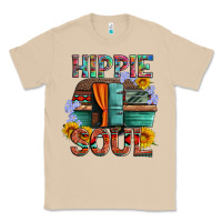 Mushroom hippie soul with caravan and flowers Classic Tee - Artiststas