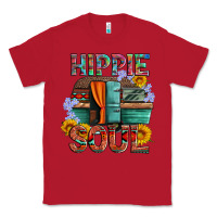 Red hippie soul with caravan and flowers Classic Tee - Artiststas