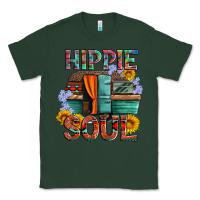 Sports Green hippie soul with caravan and flowers Classic Tee - Artiststas