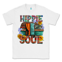 White hippie soul with caravan and flowers Classic Tee - Artiststas