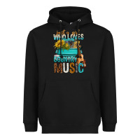 Black Just A Girl Who Loves Country Music Heavyweight Hoodie - BundleAndBundleShop