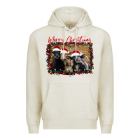 Oatmeal Heather Merry Christmas Cows Premium Hoodie - Bettercallsaul