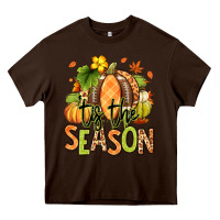 Chocolate Brown Tis' the season Fall American Football Heavy Core Tee - RanaPortraitStore