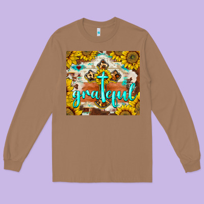 Grateful Cross Long Sleeve Tee Designed By Barkaloodesign