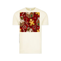 Vintage Arctic christmas gingerbread cookie house seamless pattern Vintage Tee - BundleAndBundleShop