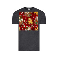 Vintage Black christmas gingerbread cookie house seamless pattern Vintage Tee - BundleAndBundleShop