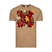 Vintage Coffee christmas gingerbread cookie house seamless pattern Vintage Tee - BundleAndBundleShop