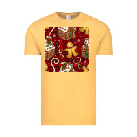 Vintage Mustard christmas gingerbread cookie house seamless pattern Vintage Tee - BundleAndBundleShop
