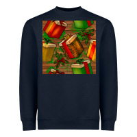 Navy christmas gift box seamless pattern Heavyweight Sweatshirt - BundleAndBundleShop