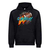 Black Game day leopard fire and ball Urban Hoodie - HowdyJamesFarm