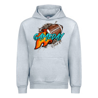 Heather Grey Game day leopard fire and ball Urban Hoodie - HowdyJamesFarm