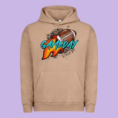 Game Day Leopard Fire And Ball Urban Hoodie Designed By Howdyjamesfarm