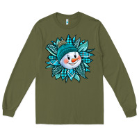 Army Green cute snowman winter sunflower Long Sleeve Tee - Jasminsmagicworld