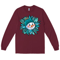 Burgundy cute snowman winter sunflower Long Sleeve Tee - Jasminsmagicworld
