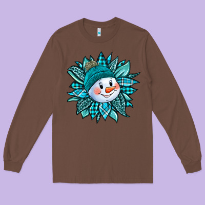 Cute Snowman Winter Sunflower Long Sleeve Tee Designed By Jasminsmagicworld