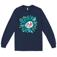 Navy cute snowman winter sunflower Long Sleeve Tee - Jasminsmagicworld