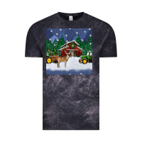Cloud Black christmas town and farm tractor seamless pattern Vintage Tee - BundleAndBundleShop