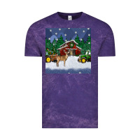 Cloud Purple christmas town and farm tractor seamless pattern Vintage Tee - BundleAndBundleShop