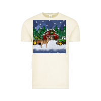 Vintage Arctic christmas town and farm tractor seamless pattern Vintage Tee - BundleAndBundleShop