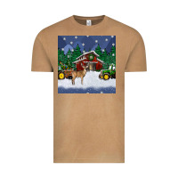 Vintage Camel christmas town and farm tractor seamless pattern Vintage Tee - BundleAndBundleShop