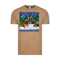 Vintage Coffee christmas town and farm tractor seamless pattern Vintage Tee - BundleAndBundleShop